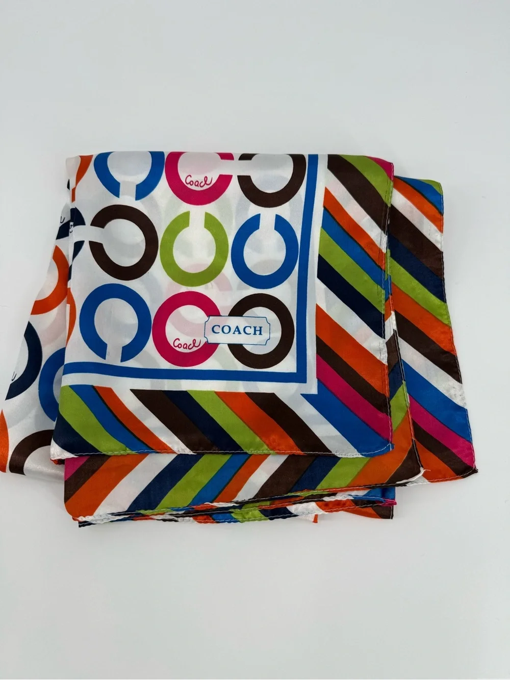 Coach Op Art Multicolor Stripe Silk Scarf | Multi | 34" - Picture 3 of 7